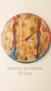 Handmade wall clock, wood-resin wall clock. Beautiful Wood Resin Wall Clock.